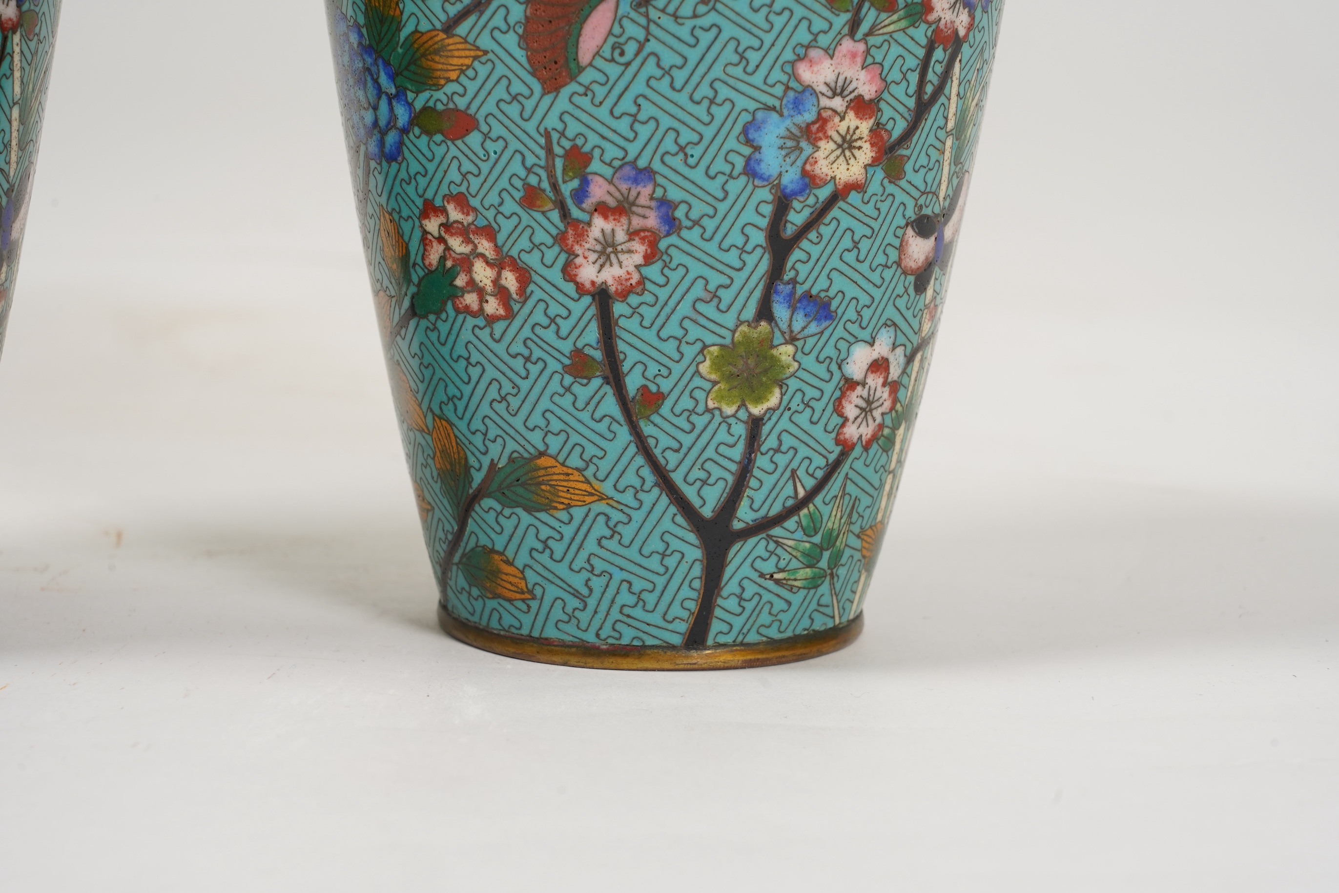 A pair of Chinese cloisonné enamel vases, late 19th century